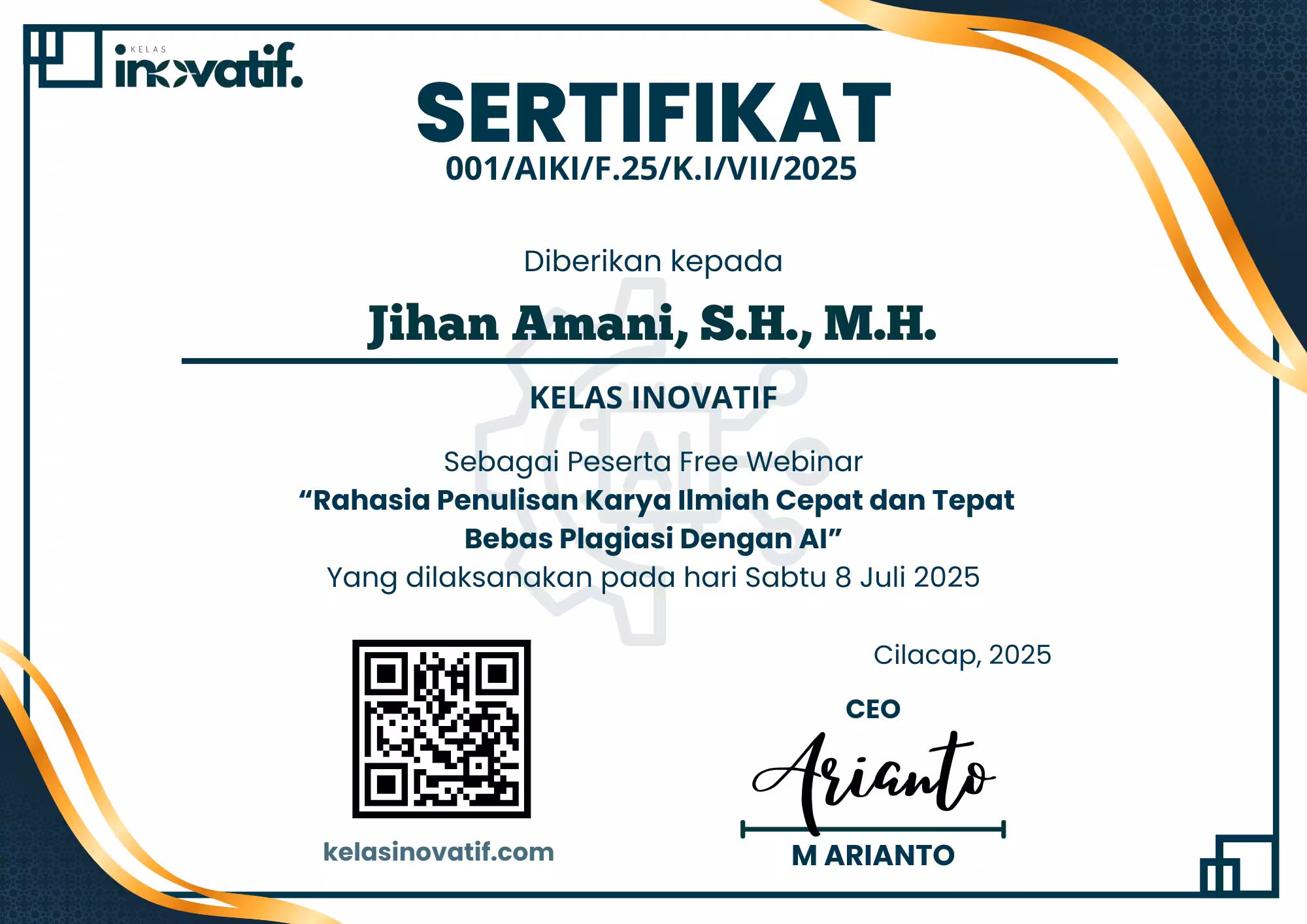 Sertifikat Free Webinar